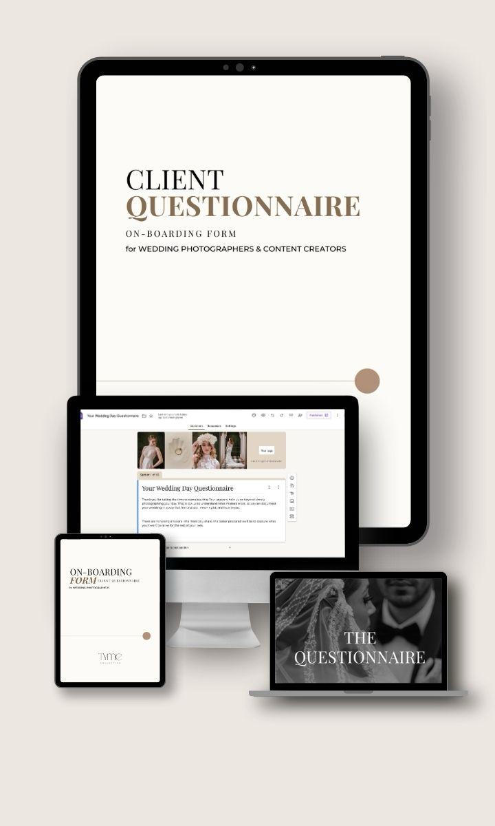 Client Onboarding Questionnaire for Wedding Photographers & Content Creators