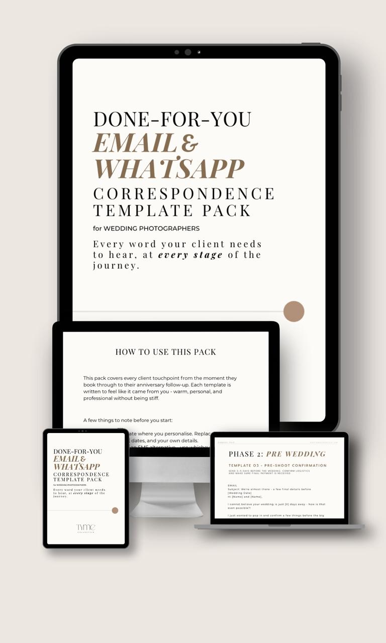 Email & WhatsApp Templates for Wedding Photographers